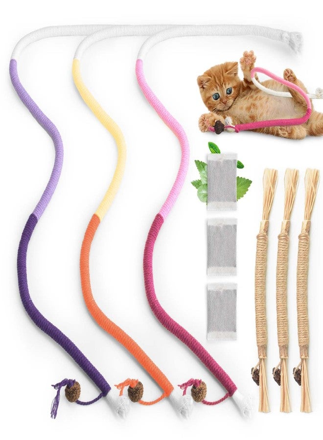 CAPHONT 6 PCS Cat Toys Chew Ropes, 27" Cat Rope Toys with 3 Bags of Catnip and Silvervine Sticks for Kittens and Cats Teeth Cleaning and Dental Care - Image 1